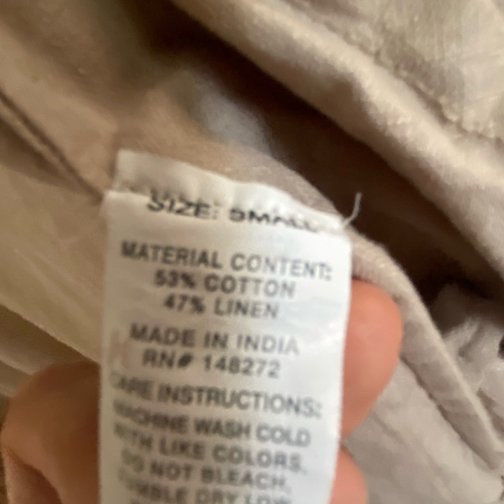 Tan Long Sleeve Button-Up cover up - Picture 3 of 3